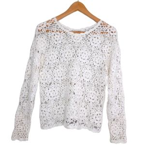 Newport News White Crochet Sweater